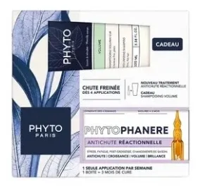 Phyto Phytophanère Tratament împotriva căderii părului reacționale 12 x 5 ml + Șampon pentru volum 100 ml cadou — preț și oferte