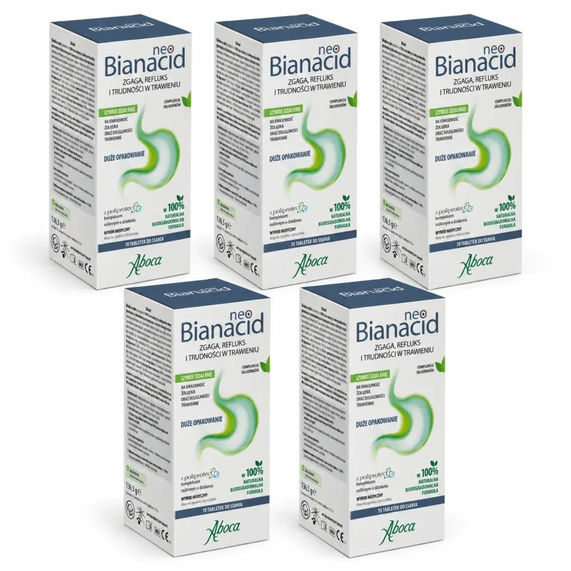 NeoBianacid Arsuri la stomac, reflux și dificultăți digestive, 5x70 pastiluțe ABOCA — preț și oferte