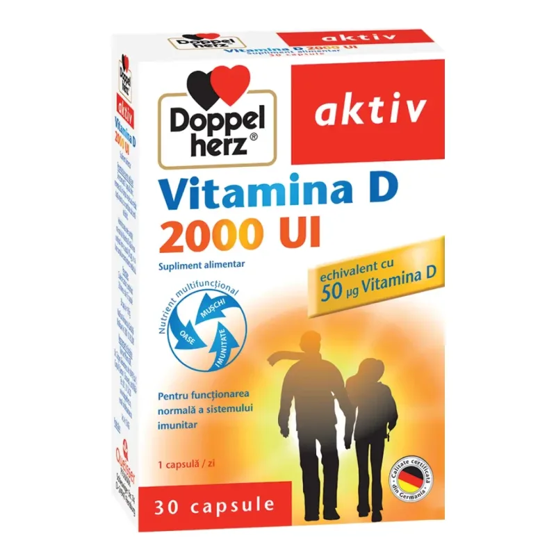 Doppelherz Vitamina D3 2000 UI 30 capsule — preț și oferte