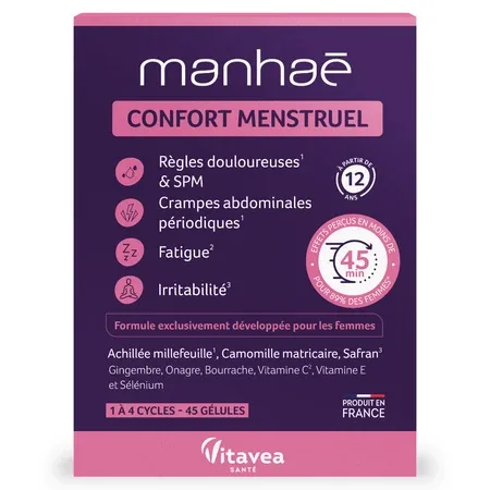 Supliment alimentar Confort Menstruel, 45 capsule vegetale, Manhae — preț și oferte