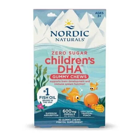 Omega 3 fara zahar pentru copii Zero Sugar Children's DHA Gummy Chews, 30 jeleuri, Nordic Naturals — preț și oferte
