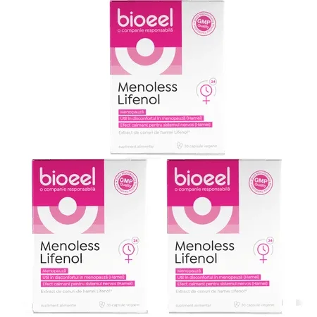 Pachet Menoless Lifenol, 3 x 30 capsule vegane, Bioeel — preț și oferte
