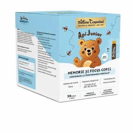 Vitamine pentru copii Memorie si Focus, 30 fiole, Albina Carpatina — preț și oferte