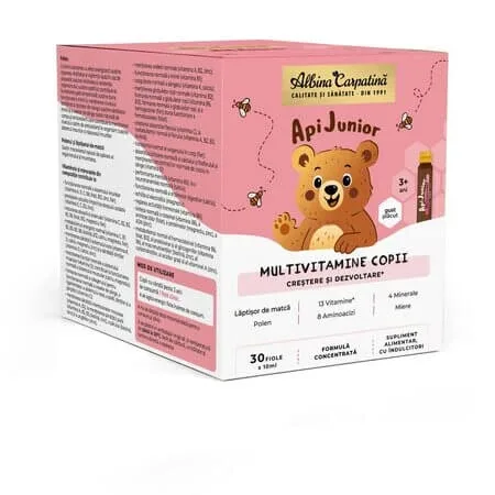 Multivitamine pentru copii Api Junior, 30 fiole, Albina Carpatina — preț și oferte