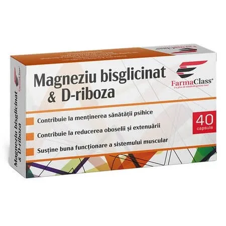 Magneziu bisglicinat & D-riboza, 40 capsule, FarmaClass — preț și oferte