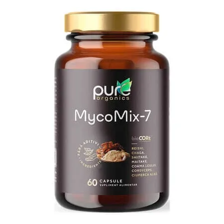 Mix de 7 ciuperci medicinale MycoMix, 60 capsule, Pure Organics — preț și oferte