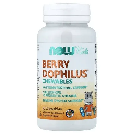 Probiotice pentru copii si adulti BerryDophilus, 60 tablete mestecabile, Now Foods — preț și oferte
