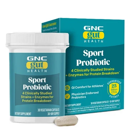 Prebiotic cu 25 miliarde culturi vii pentru sportivi Gut Health, 30 capsule, GNC — preț și oferte