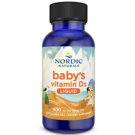 Vitamina D3 lichida pentru copii Baby's Vitamin D3, 400 UI, 22.5 ml, Nordic Naturals — preț și oferte