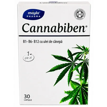 Complex de vitamine cu ulei de canepa Cannabiben, 30 capsule, Mayla Pharma — preț și oferte