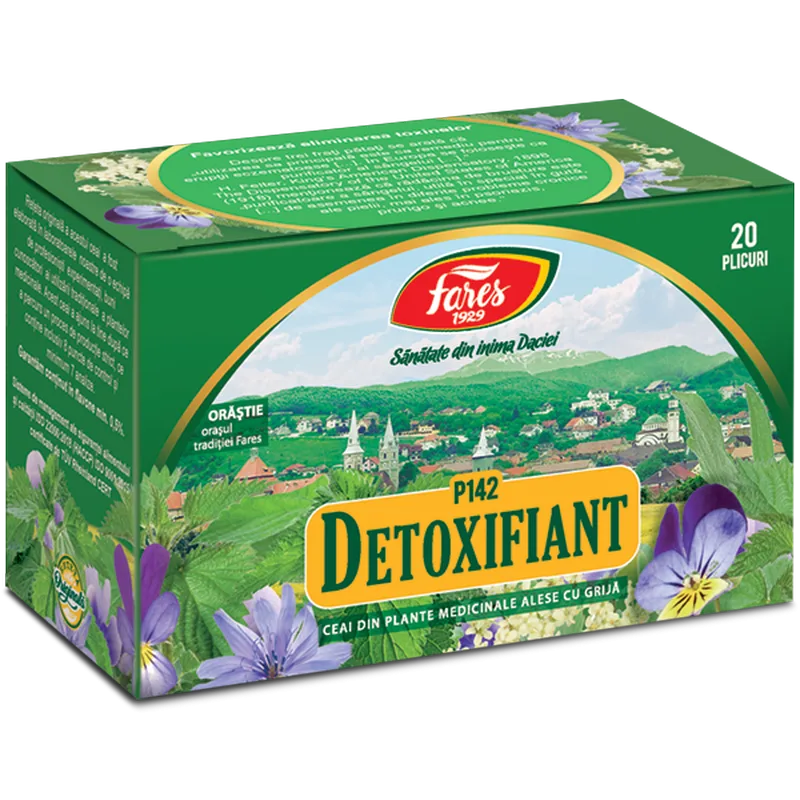 Detoxifiant, P142, ceai la plic, Fares | 20 plicuri — preț și oferte