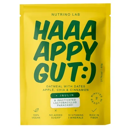 Amestec din fulgi de ovaz, curmale, mere si seminte de chia Happy Gut Oatmeal, 60 g, Nutrino Lab — preț și oferte