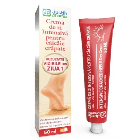 Crema de zi cu uree si glicerina pentru calcaie crapate, 50 ml, Justin Pharma — preț și oferte