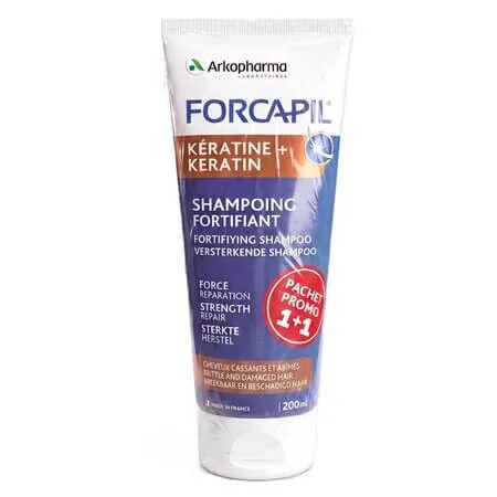 Pachet Sampon fortifiant pentru par deteriorat Keratine+, 200 ml + 200 ml, Forcapil — preț și oferte