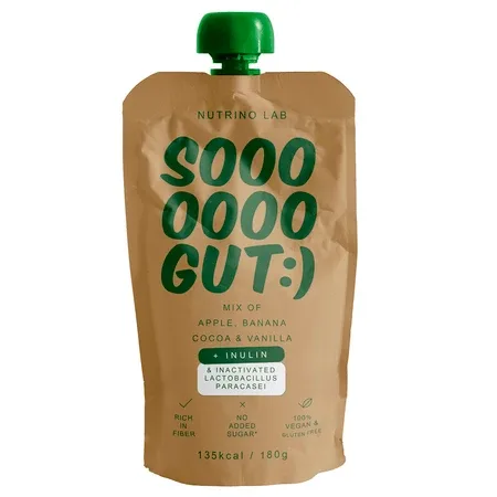 Piure pasteurizat cu mere, banane, cacao si vanilie So Gut, 180 g, Nutrino Lab — preț și oferte