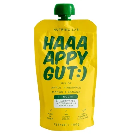 Piure pasteurizat cu mere, ananas, mango si banane Happy Gut, 180 g, Nutrino Lab — preț și oferte