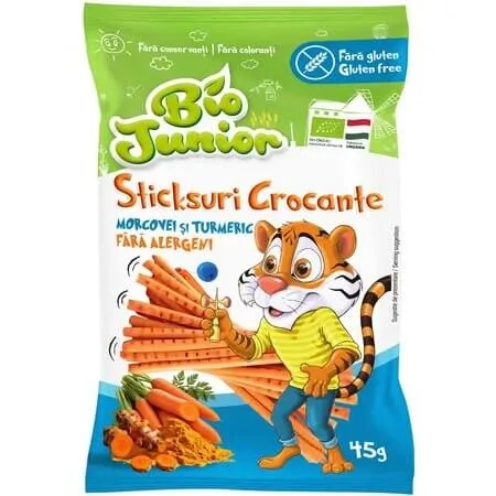 Sticksuri crocante cu morcovi si turmeric, 45 g, Bio Junior — preț și oferte