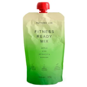 Piure pasteurizat cu mere, kiwi, spanac si banane Fitness Ready Mix, 180 g, Nutrino Lab