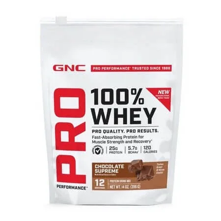 Pudra proteica din zer cu aroma de ciocolata Pro Performance, 396 g, GNC — preț și oferte
