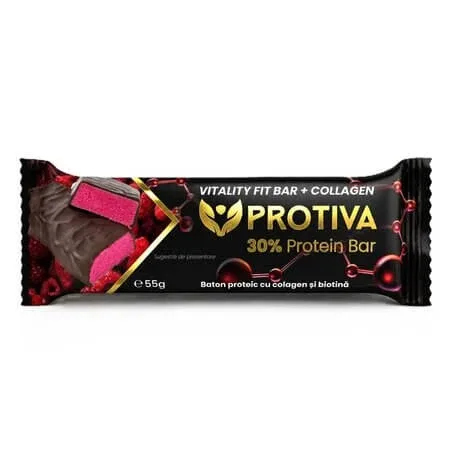 Baton proteic cu colagen si biotina, 55 g, Protiva — preț și oferte