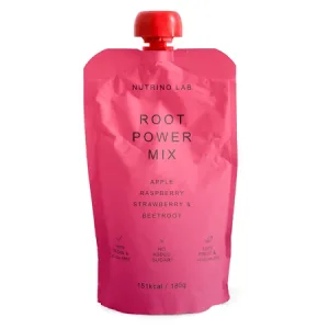 Piure pasteurizat cu mere, zmeura, capsuni si sfecla rosie Root Power Mix, 180 g, Nutrino Lab