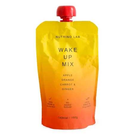 Piure pasteurizat cu mere, portocale, morcovi si ghimbir Wake Up Mix, 180 g, Nutrino Lab — preț și oferte