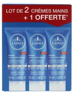 Laino Cremă pentru mâini uscate și deteriorate – Set de 3 x 50 ml, dintre care 50 ml cadou