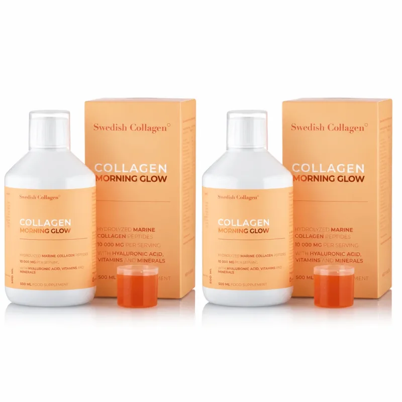Morning Glow, 2 x 500 ml - colagen lichid cu acid hialuronic și vitamine, Swedish Collagen — preț și oferte