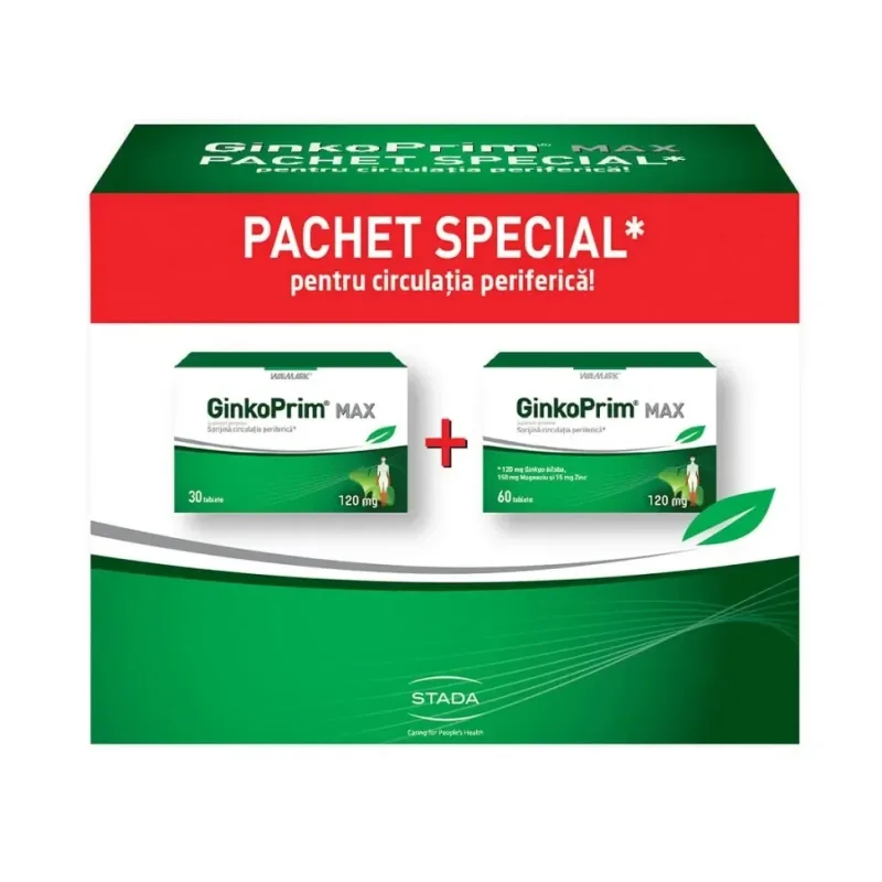 GINKO PRIM MAX 120MG 60CPR+30CPR PACHET AVANTAJOS WALMARK — preț și oferte