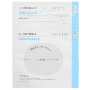Set Stick exfoliant 1 bucata + Dischete calmante si hidratante Calming Pads 2 bucati O2 Calming Care Kit, Curesona