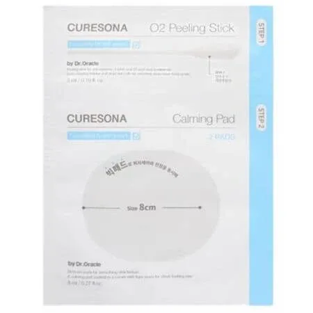 Set Stick exfoliant 1 bucata + Dischete calmante si hidratante Calming Pads 2 bucati O2 Calming Care Kit, Curesona — preț și oferte