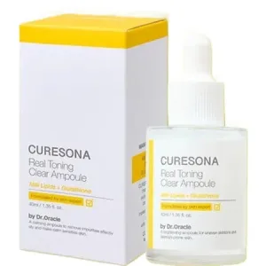 Ser cu glutathion peptide pentru uniformizarea tenului Real Toning Clear Ampoule, 40 ml, Curesona
