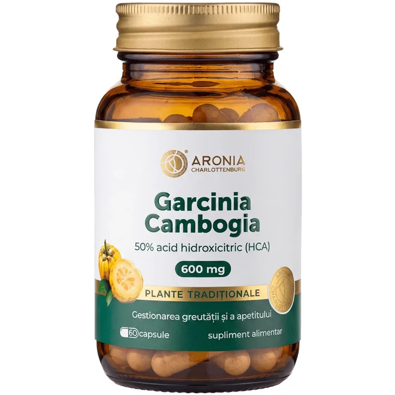Garcinia Cambogia 600 mg — 60 capsule cu extract standardizat la minimum 50% HCA, pentru gestionarea apetitului și susținerea metabolismului | Plante Tradiționale — preț și oferte