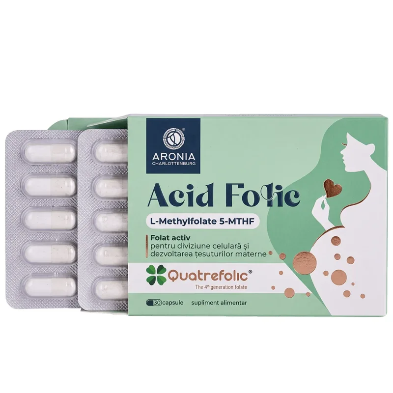 Acid folic (Vitamina B9) – Quatrefolic® 5-MTHF – 30 capsule pentru sarcină, creștere și dezvoltare timpurie — preț și oferte