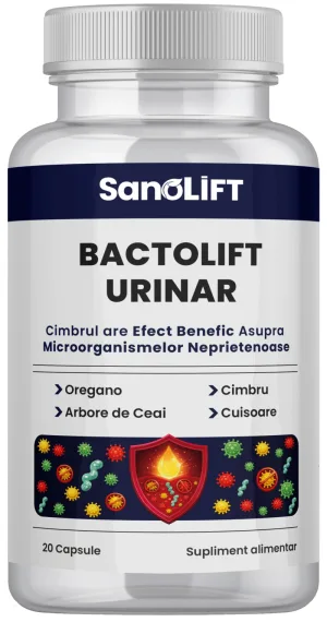 BactoLift Urinar: Supliment Pentru Infectii Urinare pe Baza de 4 Uleiuri Esentiale (Oregano, Cimbru, Cuisoare si Arbore de Ceai) - 20 Capsule - BactoLift