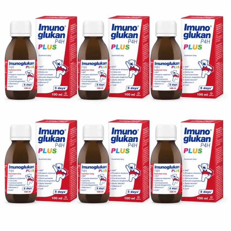 Imunoglukan P4H Plus, 6x100 ml - sirop pentru copii peste 3 ani și adulți, Pleuran — preț și oferte