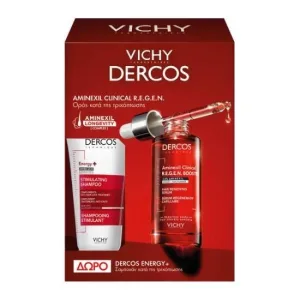 VICHY  Set Dercos Aminexil Clinical R.E.G.E.N. Booster Ser pentru întărirea părului, 90 ml și cadou: Dercos Shampoo Energy+, șampon fortifiant împotriva căderii părului, 50 ml, 1 set