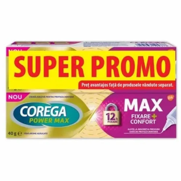 COREGA POWER MAX FIXARE+CONFORT 40G 1+1 PACHET SPECIAL — preț și oferte