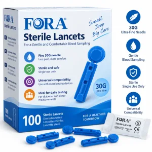 Lanzete sterile FORA 30G – 100 de bucăți