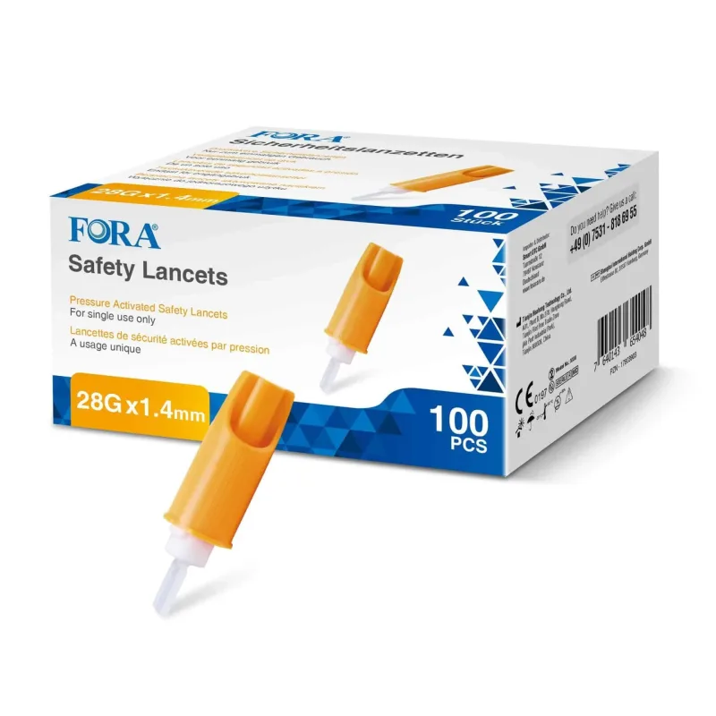 Lancete de siguranță FORA 28G, sterile, de unică folosință, 100 de bucăți — preț și oferte