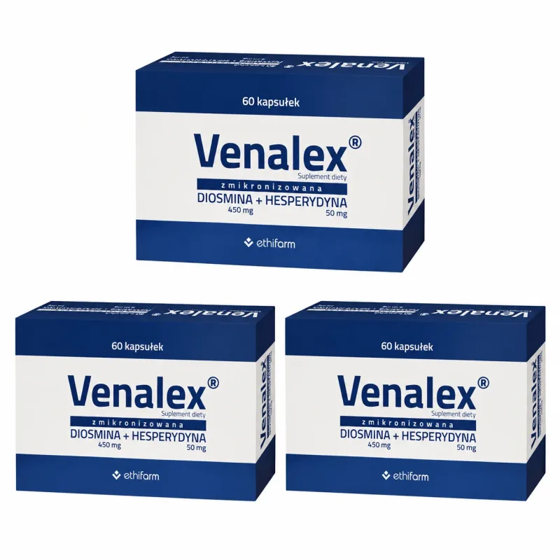 Venalex, diosmină micronizată + hesperidină, 3x60 capsule, Ethifarm — preț și oferte