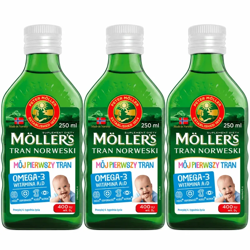 Ulei de peşte My First Omega-3, peste 4 sǎptǎmâni, 3x250 ml, Möller's — preț și oferte