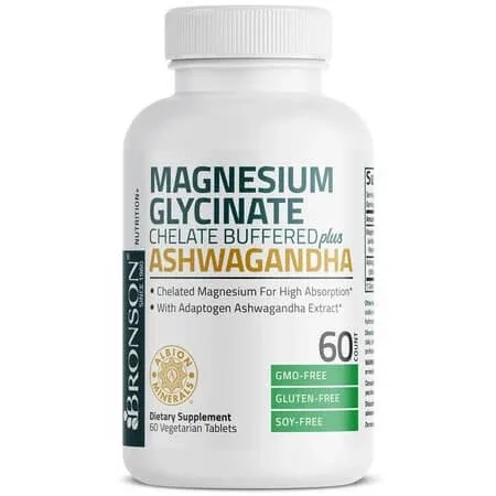 Magnesium Glycinate si Ashwagandha, 60 capsule, Bronson — preț și oferte