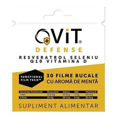 Filme bucale cu vitamine Qvit Defense, 30 bucati, Nutrinovate — preț și oferte