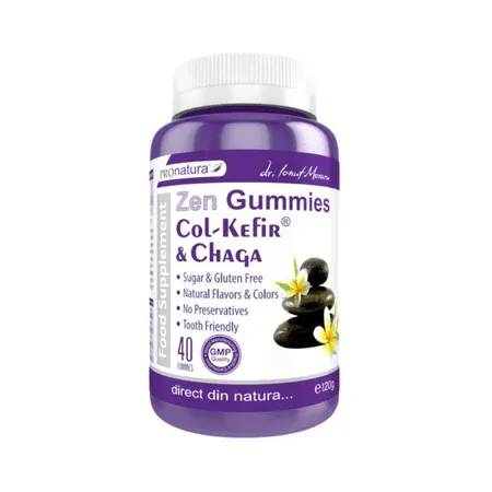 Zen Gummies Col-Kefir & Chaga, 40 jeleuri, Pro Natura — preț și oferte