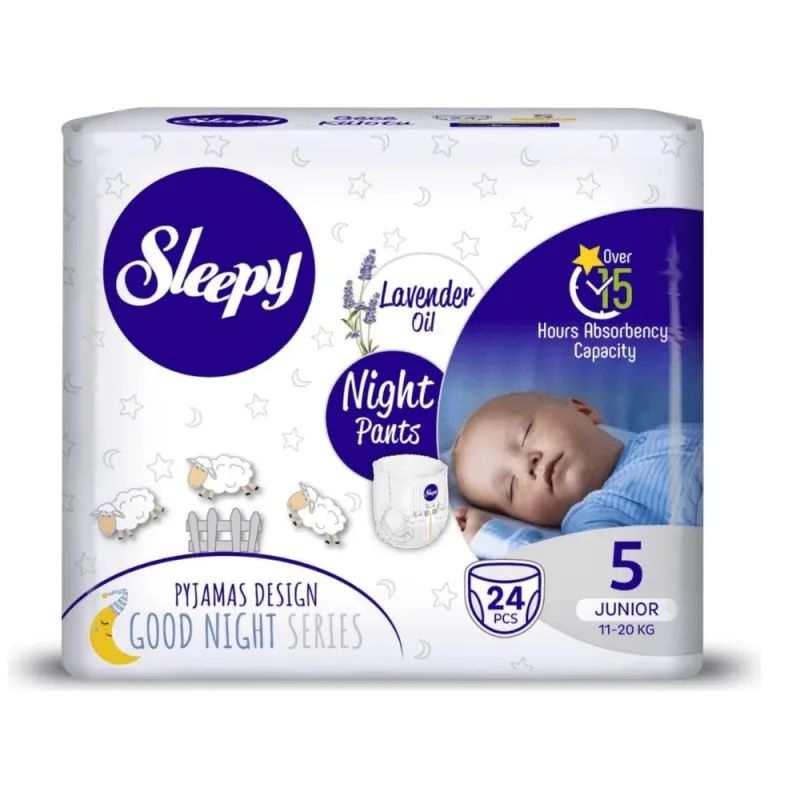 Scutece chilotel pentru bebelusi Night, Nr 5 Junior, 11-20 kg, 24 bucati, Sleepy — preț și oferte