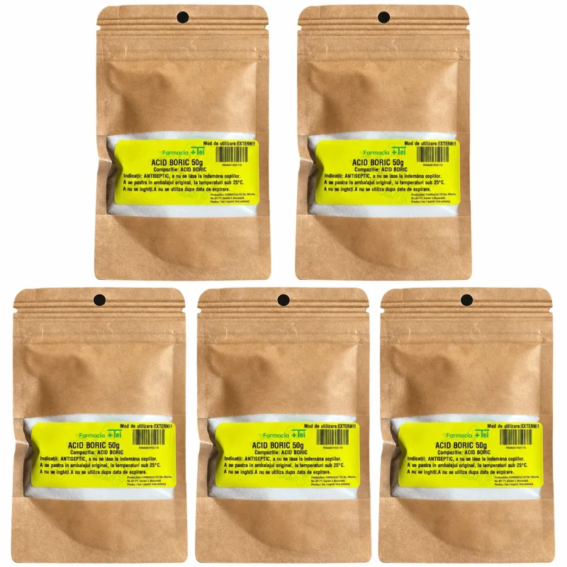 Acid boric, 5x50 g, Laborator Farmacia Tei — preț și oferte