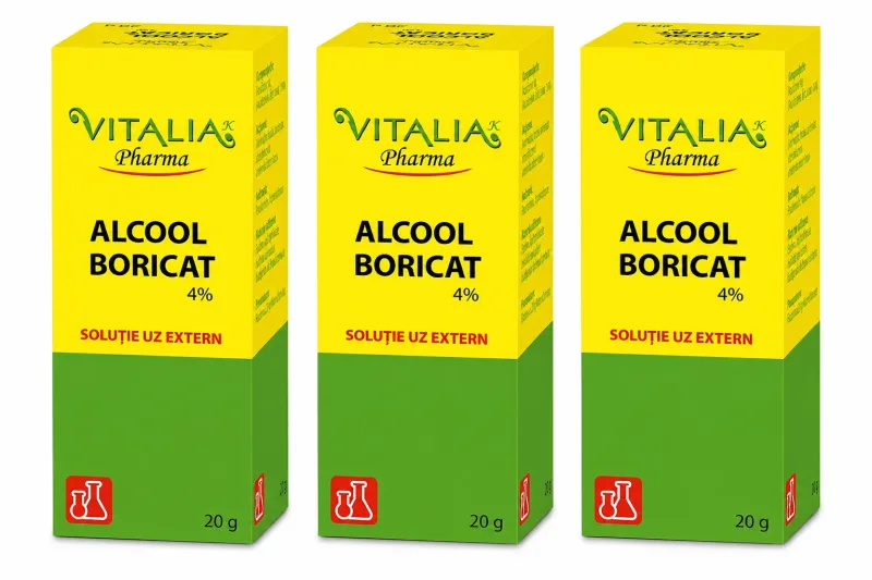Alcool Boricat 4%, 3x20 g, Vitalia Vitalia Pharma — preț și oferte