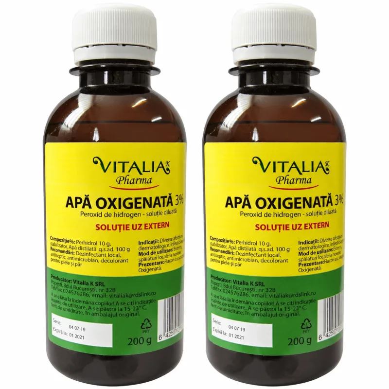 Apă oxigenată 3%, 2x200 ml, Vitalia Vitalia Pharma — preț și oferte