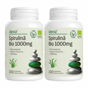 Spirulină Bio 1000 mg, 2x100 comprimate, Alevia